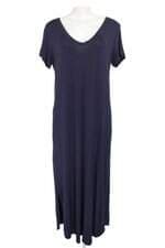 vestido hälsa feminino azul com fenda