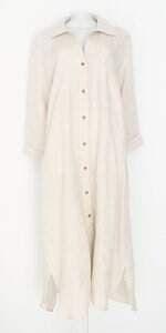 vestido chemise feminino Skai bege com fenda