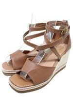 sandália anabela gigil feminina marrom