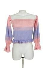 Blusa cropped tricô bicolor