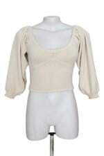 Blusa cropped tricô feminina bege