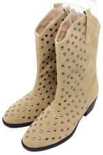 bota cowboy feminina bege com aplique