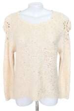 blusa tricot silver fox feminina bege com paetê