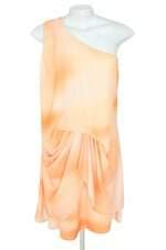 vestido zinco feminino laranja com drapeado e forro