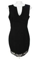 vestido letage feminino preto com aplique e forro