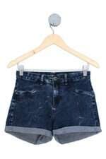 shorts jeans You Com feminino azul com barra italiana