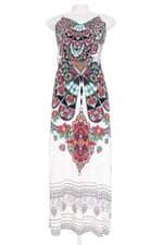 vestido enfim feminino estampado com forro e recortes