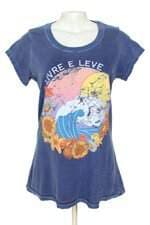 camiseta livre e leve feminina azul com silk