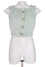 cropped bani feminino verde com aplique e franzido