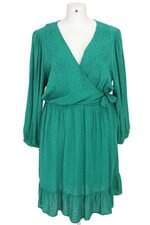 vestido join curves feminino verde com faixa na cintura e forro