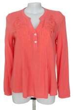 Blusa Manga Longa Hering Feminina Laranja Com Pregas e Bordado