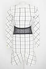 vestido thais rodrigues feminino branco xadrez com renda
