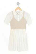 vestido zara kids off white com sobreposição