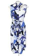 vestido Cantão feminino estampado com faixa na cintura