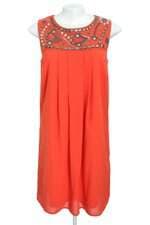 vestido bonprix feminino laranja com aplique e pregas