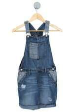 jardineira jeans Gap feminina azul com barra italiana