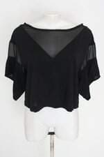 blusa Sacada feminina preta com transparência
