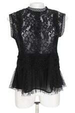blusa Zara feminina preta com transparência e tule