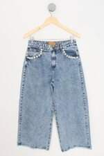 calça jeans claudia rabelo feminina azul com aplique
