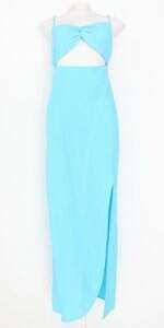 vestido Hit feminino azul com fenda e franzido