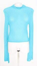 blusa Zara feminina azul com transparência