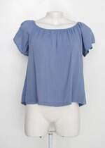 Blusa Ciganinha disfrutti feminino azul com Plissado