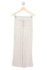 Calça Viscolinho Renner off white listrada