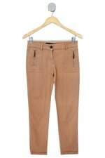 calça de sarja Zara feminina marrom com barra italiana