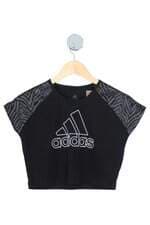blusa Adidas kids preta com recortes e silk