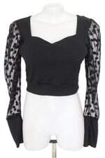 blus cropped feminina preta com bojo e tule
