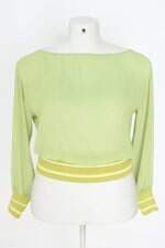 blusa mikenji feminina verde com recortes e transparência