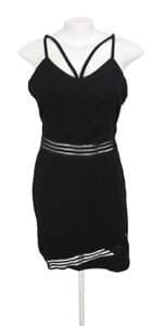 vestido jin dg feminino preto com forro e recortes