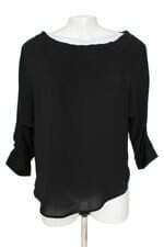 blusa Dudalina feminina preta com barra mullet e pregas
