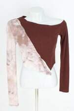 blusa kollyys feminina marrom com recortes