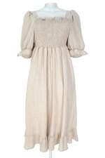 vestido sislla feminino bege com forro