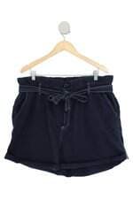 shorts Ashua feminino azul com cós com elástico e faixa na cintura