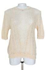 blusa de tricô Zara feminina bege com transparência