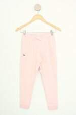 calça de tecido Lacoste kids rosa com cós com elástico