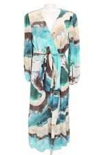 vestido Mixed feminino estampado com faixa na cintura