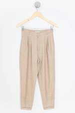 calça de tecido ampersand feminina bege com pregas