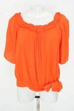 blusa victoria feminina laranja com franzido