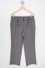calça de tecido bayard feminina cinza com pregas