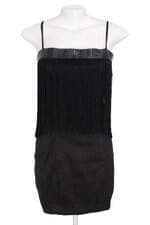 vestido Daslu Riachuelo  feminino preto com aplique e Franja