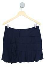 saia Bobstore femininA azul com jabô e pregas