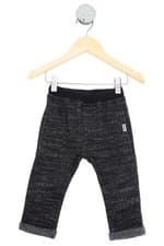 calça de tecido camú camú kids preta com barra italiana e cós com elástico