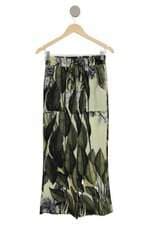 calça flare Mob feminina com estampa de folhagem e faixa na cintura