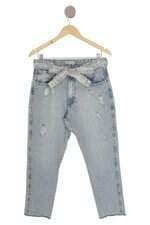 calça jeans Mob feminina azul com faixa na cintura