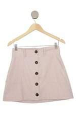 Saia viscolinho rosa com faixa na cintura