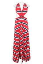 vestido s club feminino listrado com fenda