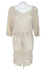 vestido Renner feminino bege com franja
